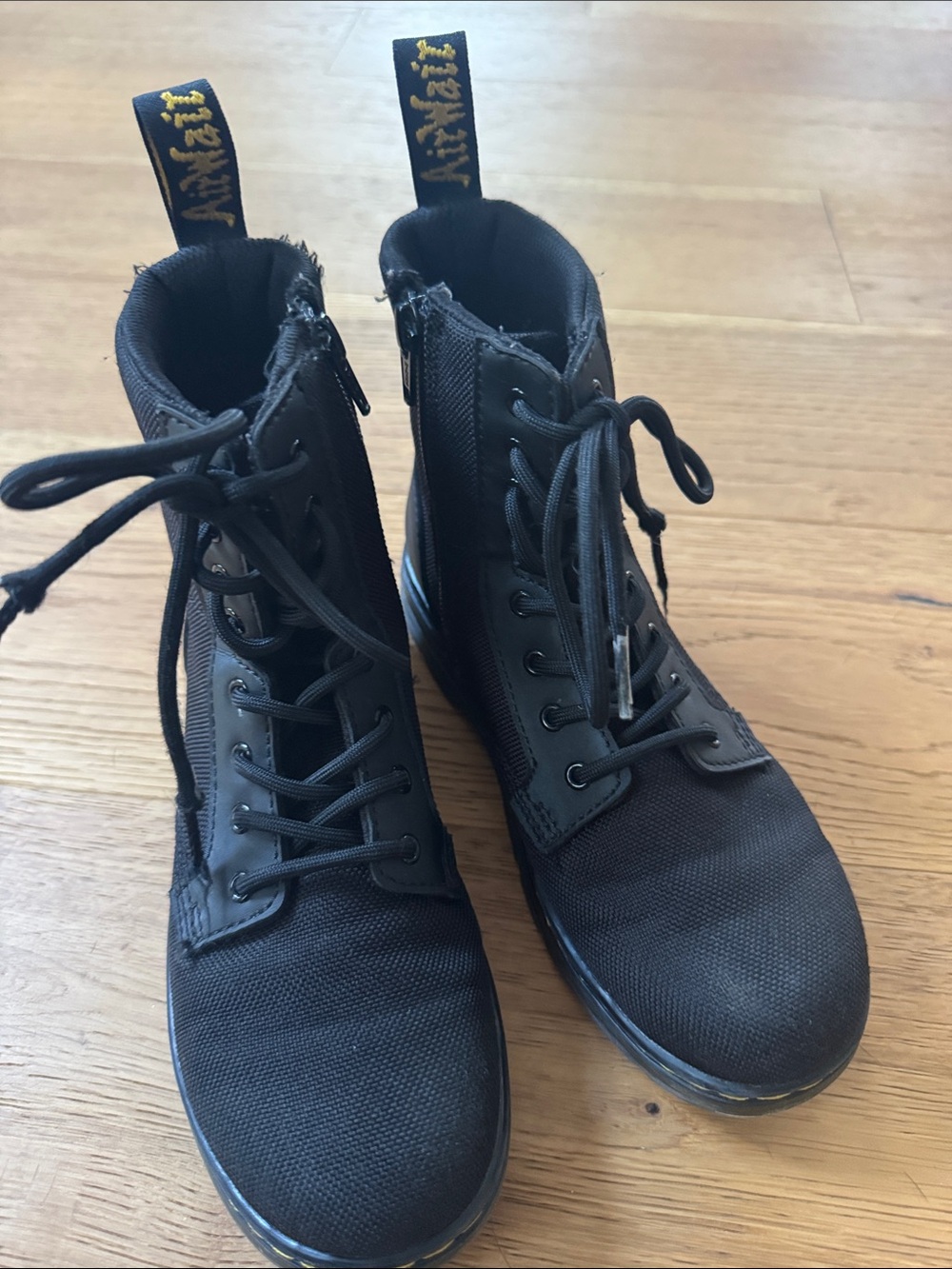 Dr. Martens Black Lace-Up Canvas & Leather Combat Boots
